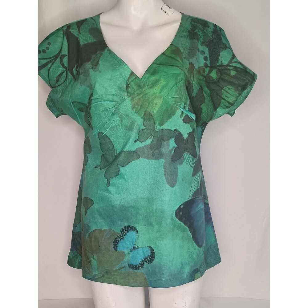 Women's Size Large V-Neck Top Babydoll Blouse Y2K